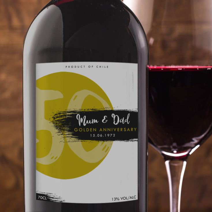 Personalised Golden Anniversary Red Wine product image