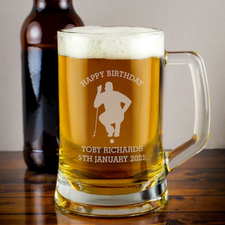 Engraved Golf Beer Glass Tankard product image