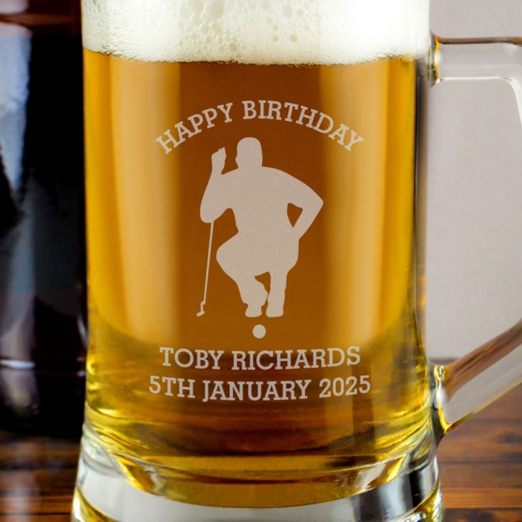 Engraved Golf Beer Glass Tankard product image