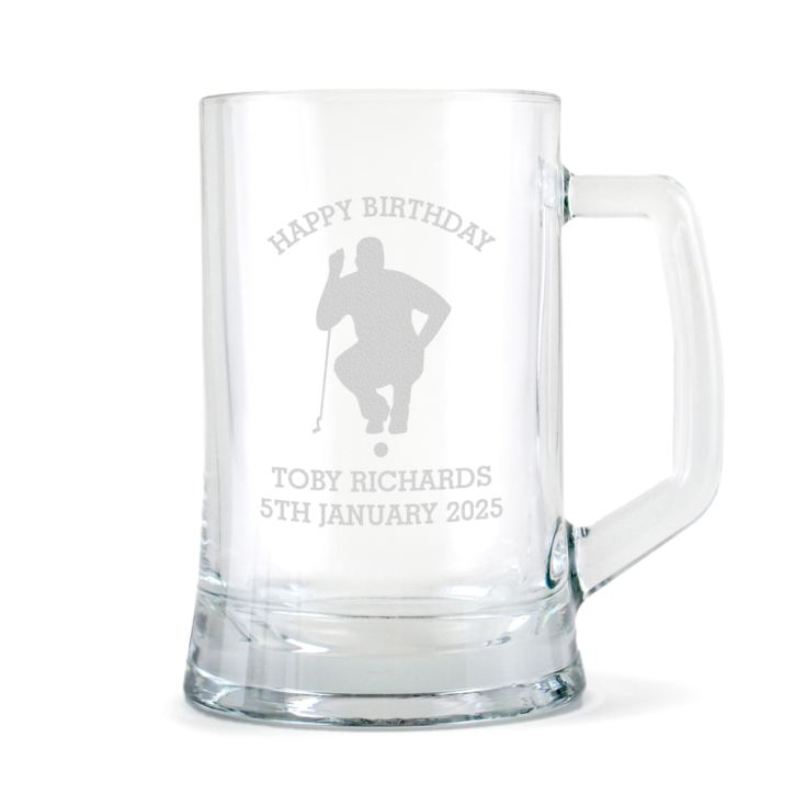 Engraved Golf Beer Glass Tankard product image