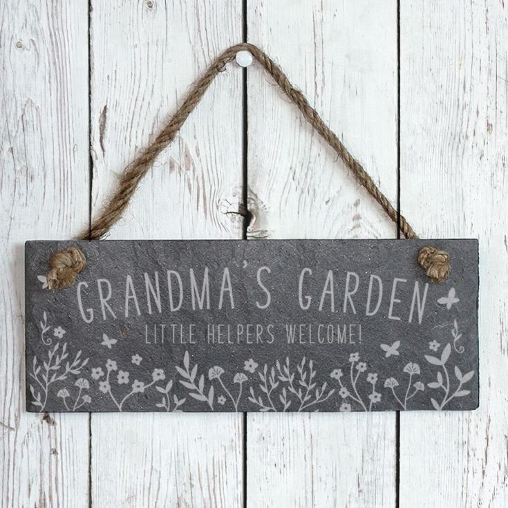 Personalised Grandma's Garden Hanging Slate Plaque product image