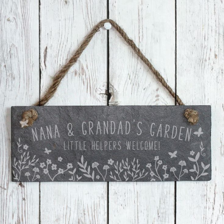 Personalised Grandparents Garden Hanging Slate Plaque product image