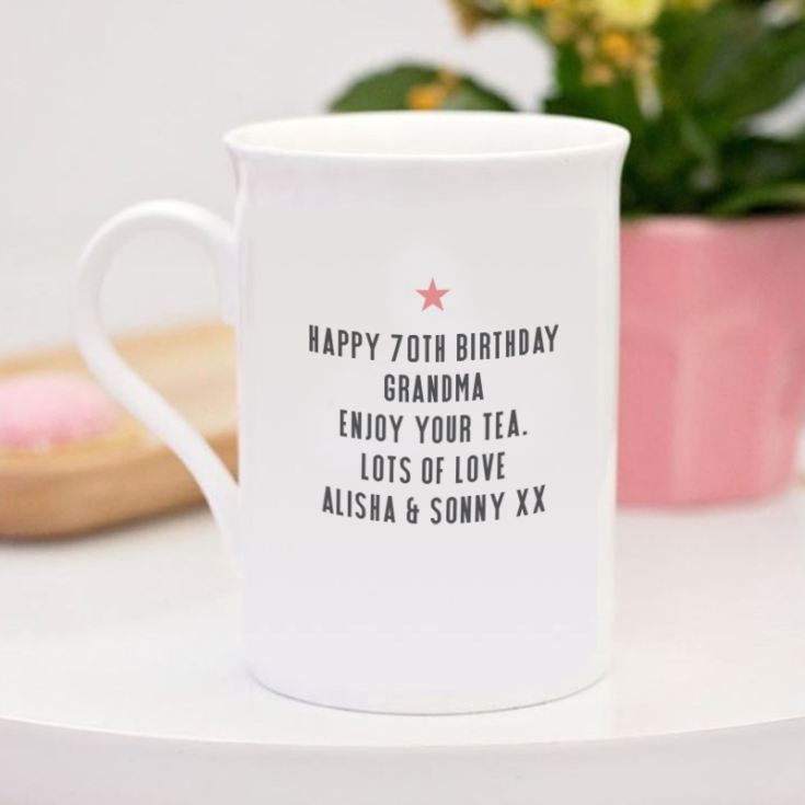 Personalised Happy Birthday Bone China Mug - Pink Design product image