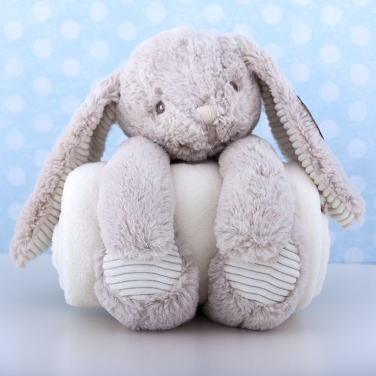 Cream Cuddly Rabbit With Personalised Embroidered Blanket | The Gift ...