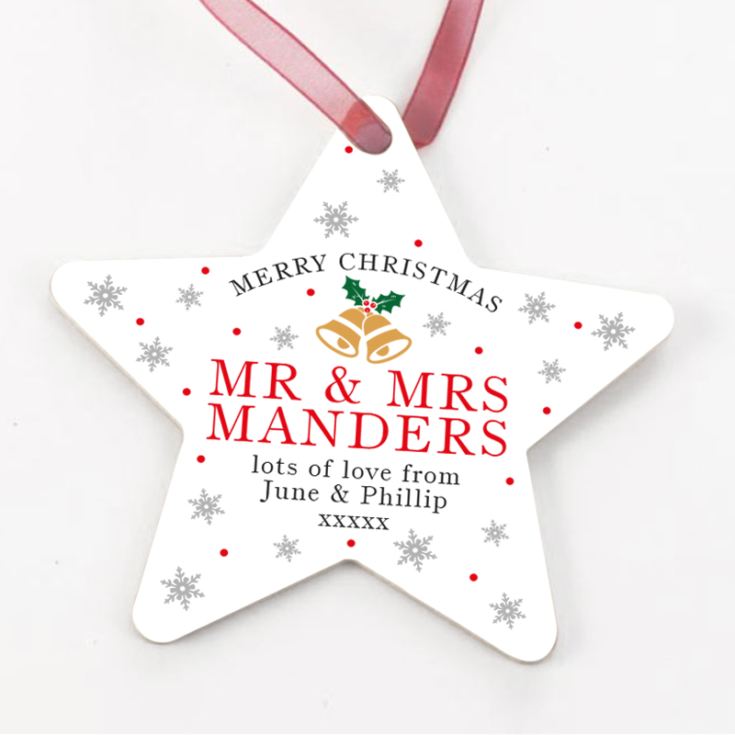 Personalised Mr & Mrs Christmas Star Decoration The Gift Experience