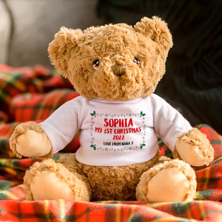 Personalised My 1st Christmas Teddy Bear The Gift Experience