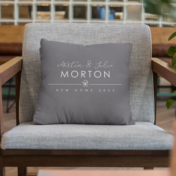 Personalised New Home Luxury Grey Cushion product image