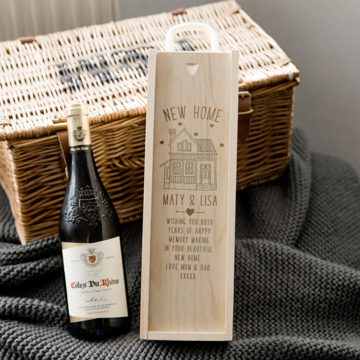 Personalised New Home Wooden Wine Box product image