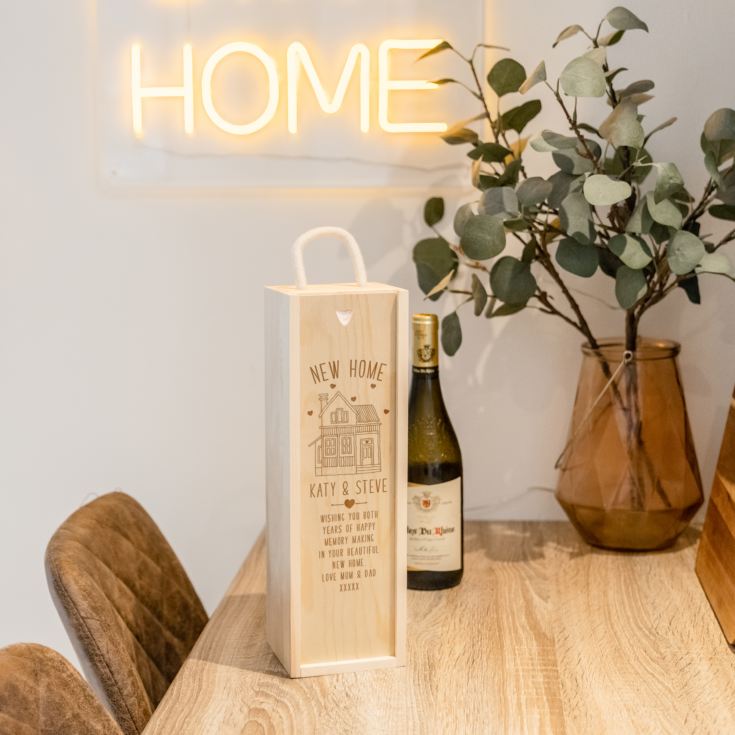 Personalised New Home Wooden Wine Box product image