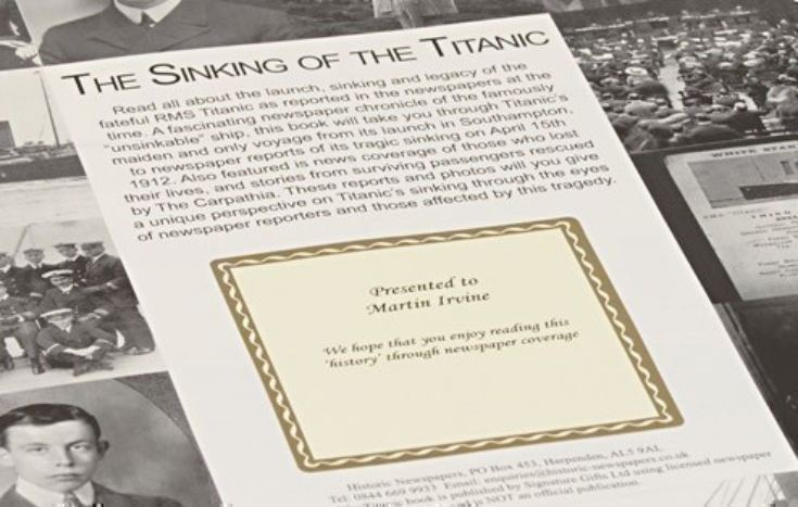 Newspaper Titanic Book -  Leatherette Cover product image