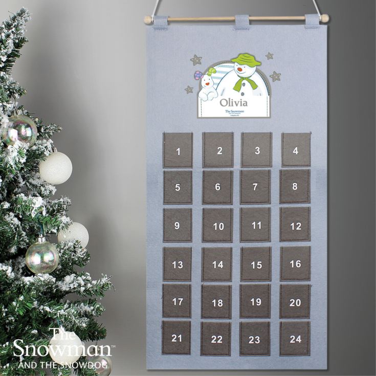 Personalised The Snowman and the Snowdog Advent Calendar In Silver Grey product image