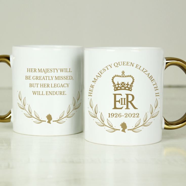 Personalised Queens Commemorative Wreath Gold Handle Mug product image