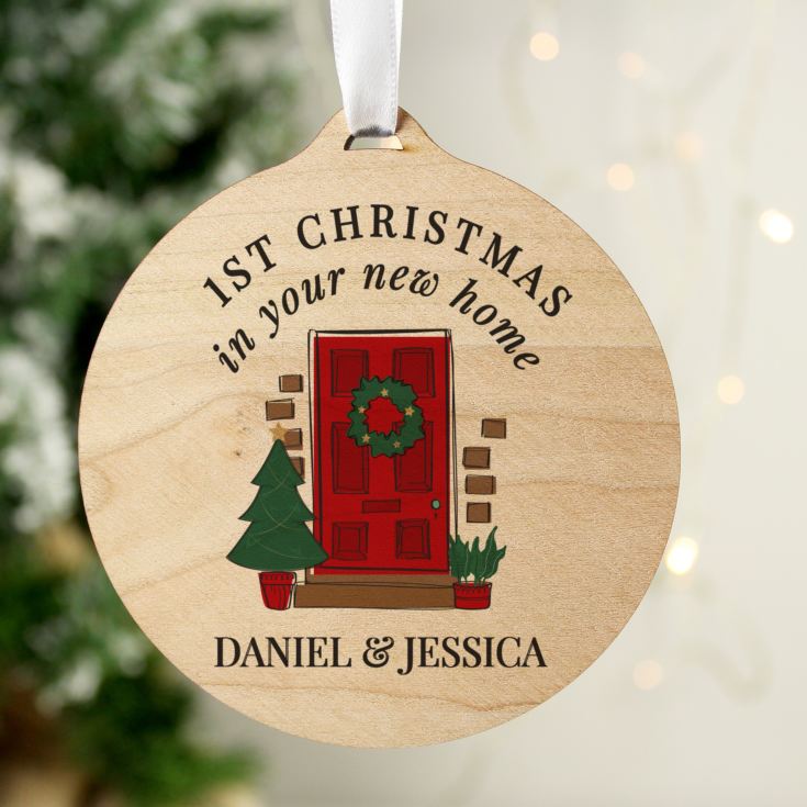 Personalised New Home Round Wooden Decoration product image