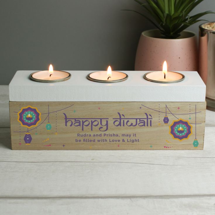 Personalised Diwali Triple Tealight Box product image