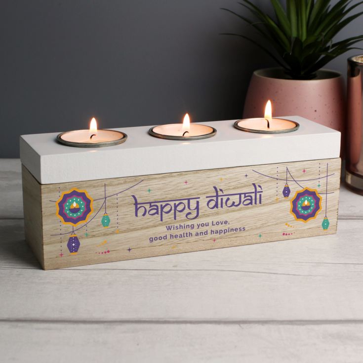 Personalised Diwali Triple Tealight Box product image