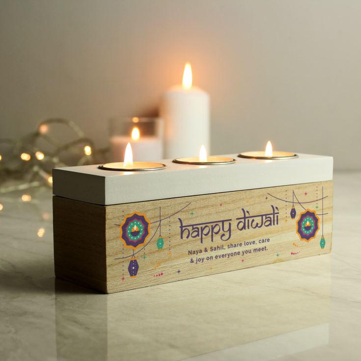 Personalised Diwali Triple Tealight Box product image