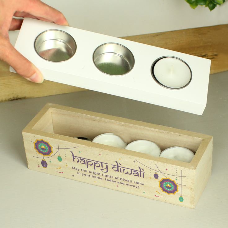 Personalised Diwali Triple Tealight Box product image