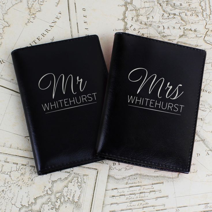 Personalised Mr & Mrs Black Passport Holders product image