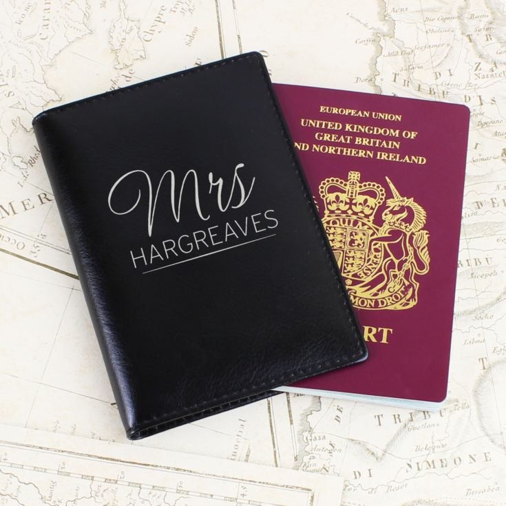 Personalised Mr & Mrs Black Passport Holders product image