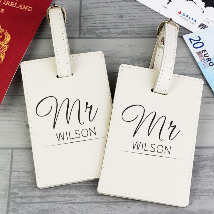 Personalised Couples Classic Cream Luggage Tags product image