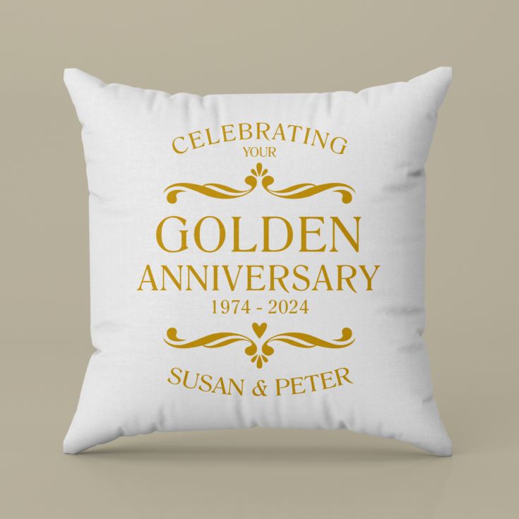 Personalised Pair Of Golden Anniversary Cushions product image