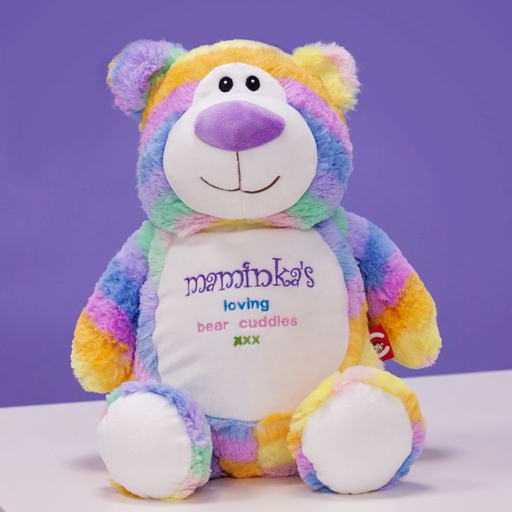 Personalised Embroidered Cubbies Pastel Rainbow Bear Soft Toy | The ...