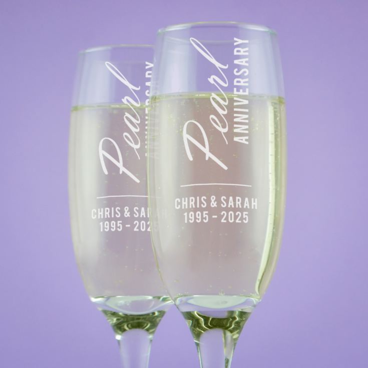 Personalised Pearl Anniversary Champagne Flutes product image