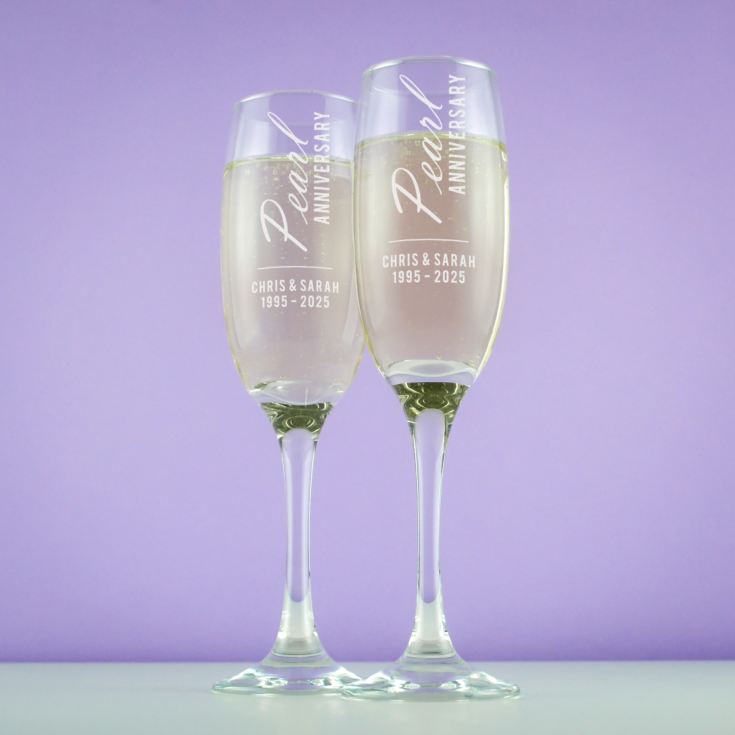 Personalised Pearl Anniversary Champagne Flutes product image