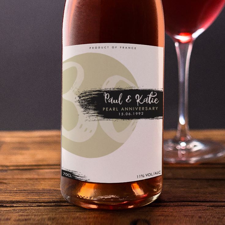 Personalised Pearl Anniversary Rose Wine product image