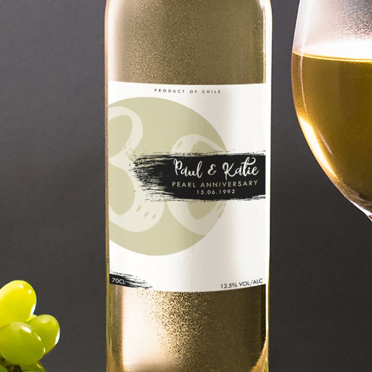 Personalised Pearl Anniversary White Wine product image