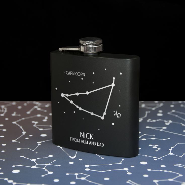 Star Constellation Matte Black Personalised Hip Flask product image