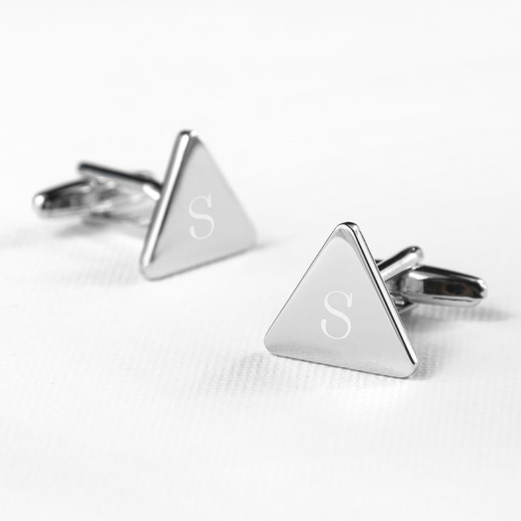 Personalised Rhodium Plated Triangle Cufflinks product image