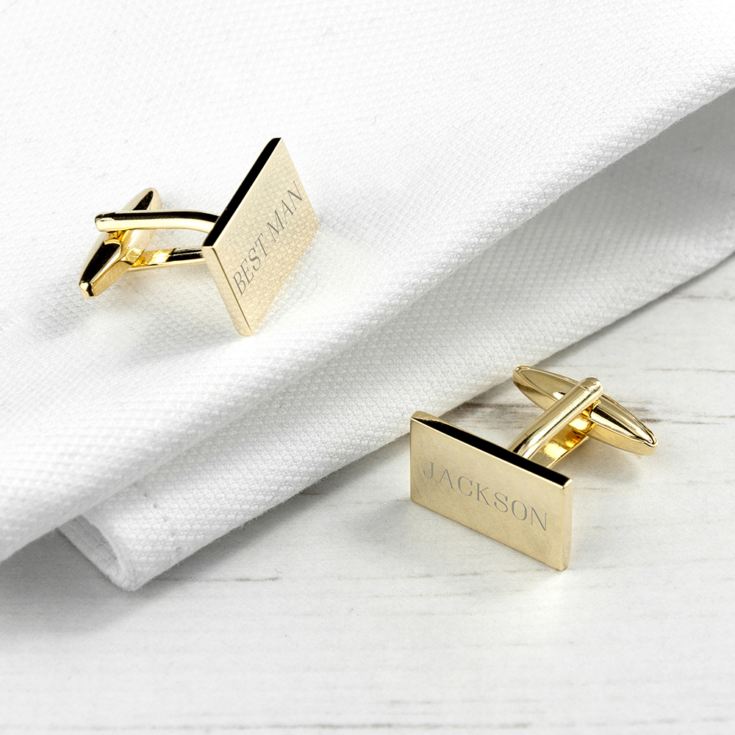 Personalised Rectangle Gold Plated Cufflinks product image