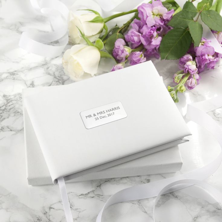 Personalised White Leather Wedding Guest Book product image