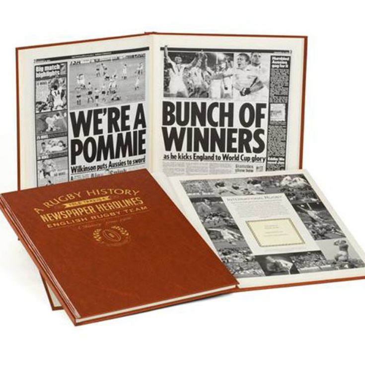 History of English Rugby Newspaper Book - Brown Leatherette | The Gift ...