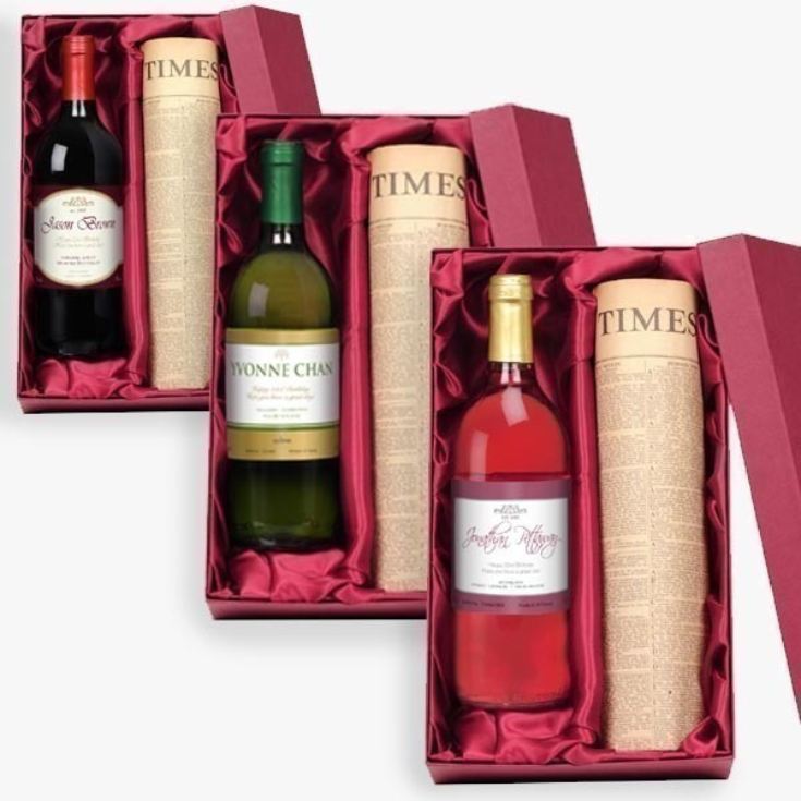 Personalised Wine and Newspaper Gift Set product image