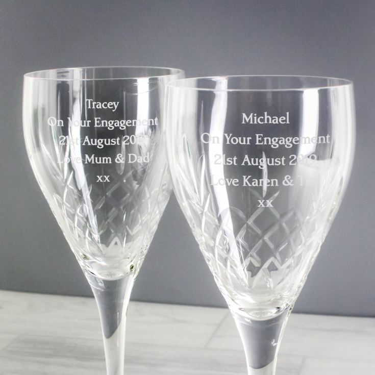 Engraved Cut Crystal Anniversary Wine Glasses The T Experience