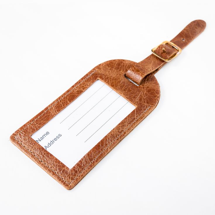Personalised Natural Tan Foiled Leather Luggage Tag product image