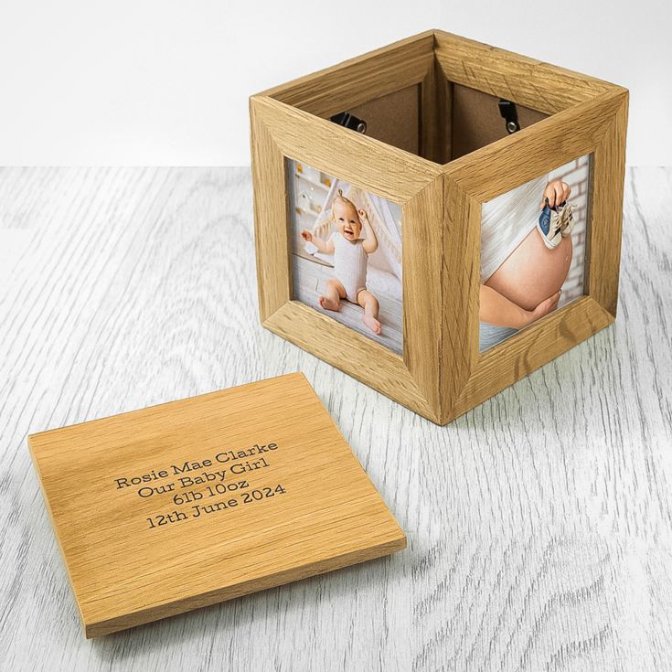 Personalised Oak Photo Cube Keepsake Box product image