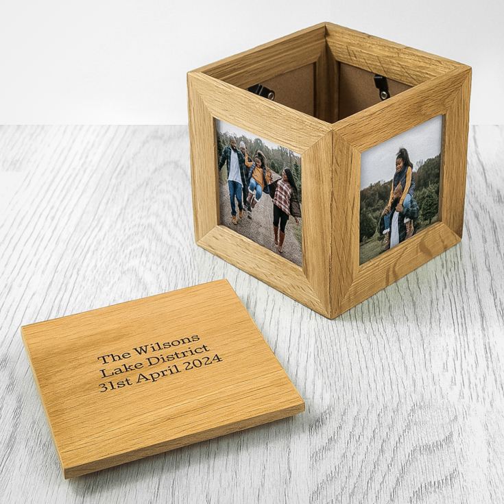 Personalised Oak Photo Cube Keepsake Box product image