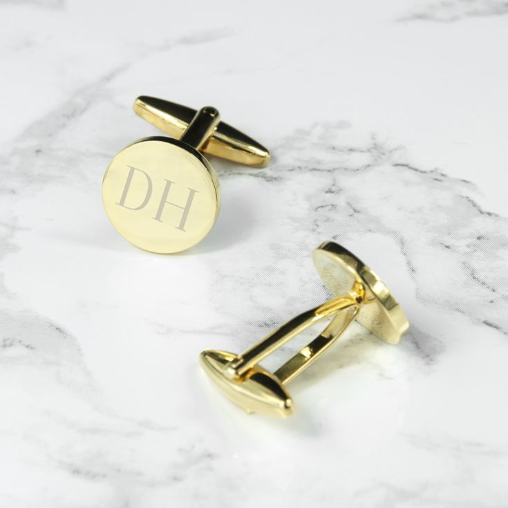 Personalised Round Gold Plated Cufflinks product image