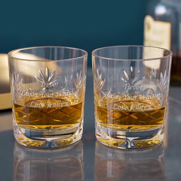 Pair of Engraved Cut Crystal Whisky Tumblers | The Gift Experience