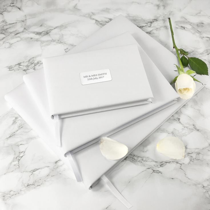Personalised White Leather Wedding Guest Book product image