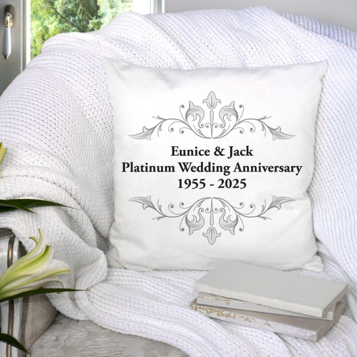 Personalised Platinum Anniversary Cushion product image