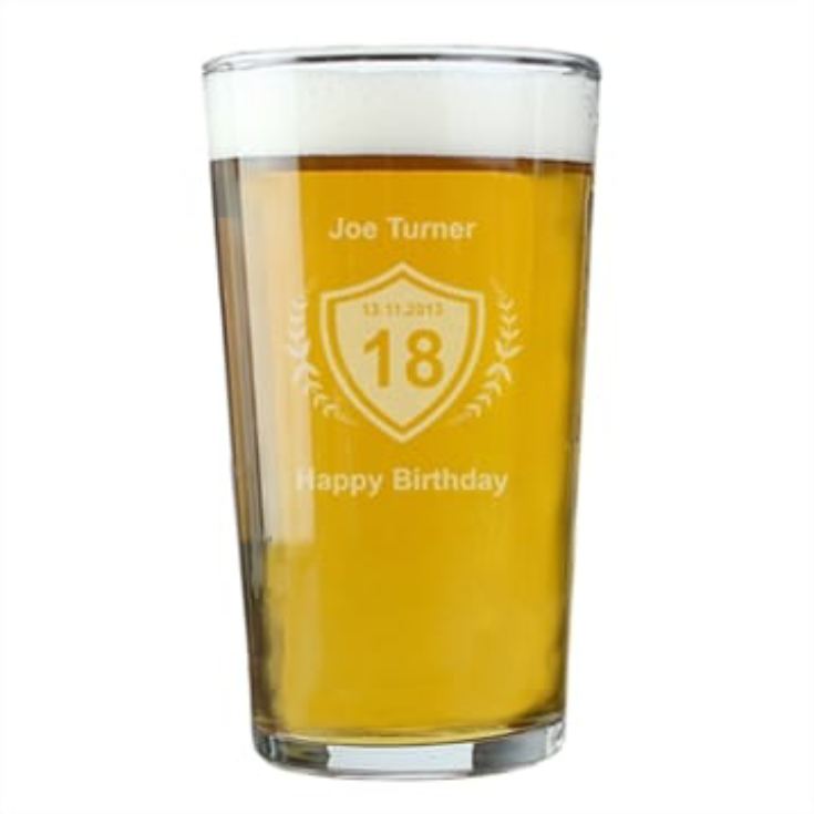 Personalised Age Crest Pint Glass product image