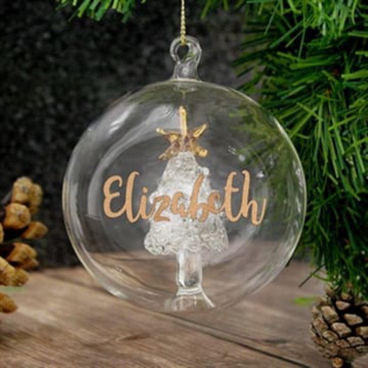 Personalised Glass Glitter Xmas Tree Bauble product image