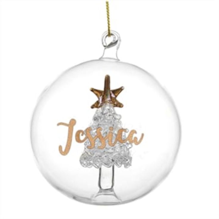 Personalised Glass Glitter Xmas Tree Bauble product image