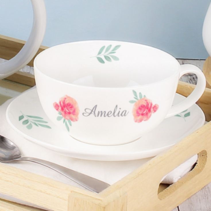 Vintage Rose Personalised Teacup & Saucer product image