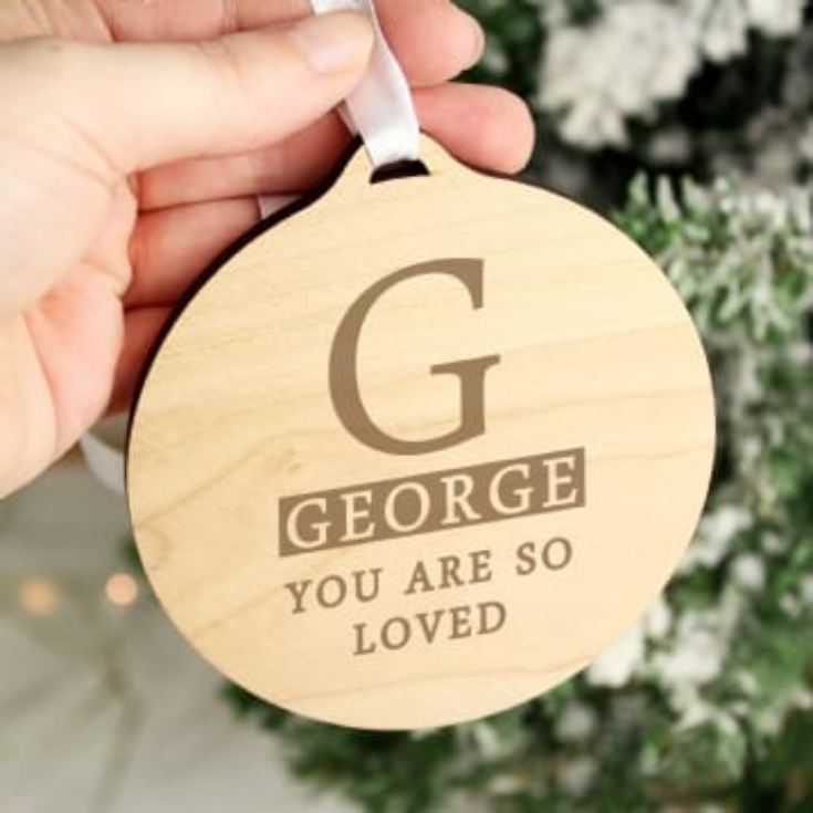Personalised Wooden Initial Christmas Decoration product image