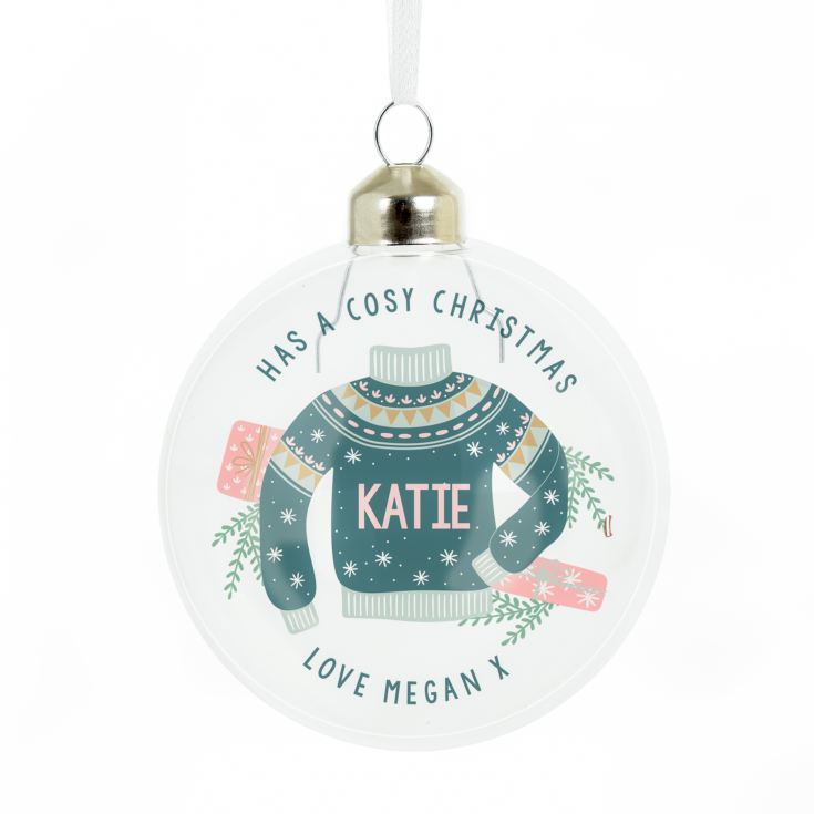 Personalised Glass Christmas Jumper Bauble product image